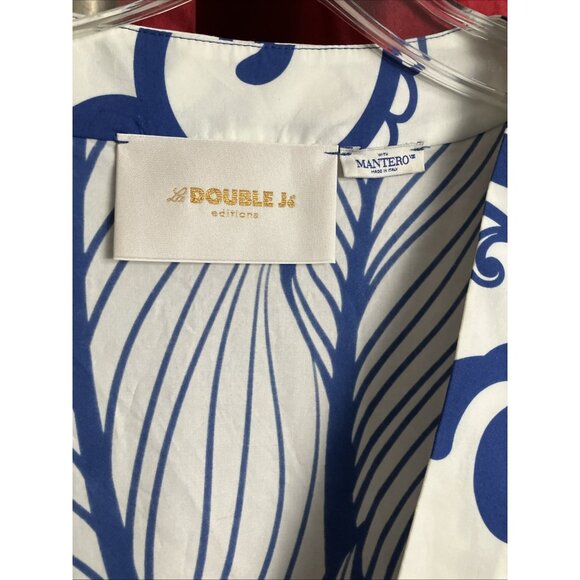 L La Double J Jennifer Jane Marea Blu Blue White Print Dress - Picture 3 of 6